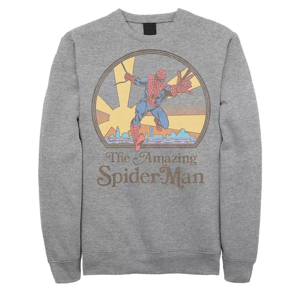 Mens Marvel Spider-Man Vintage 70s Sweatshirt Athletic Grey Product Image
