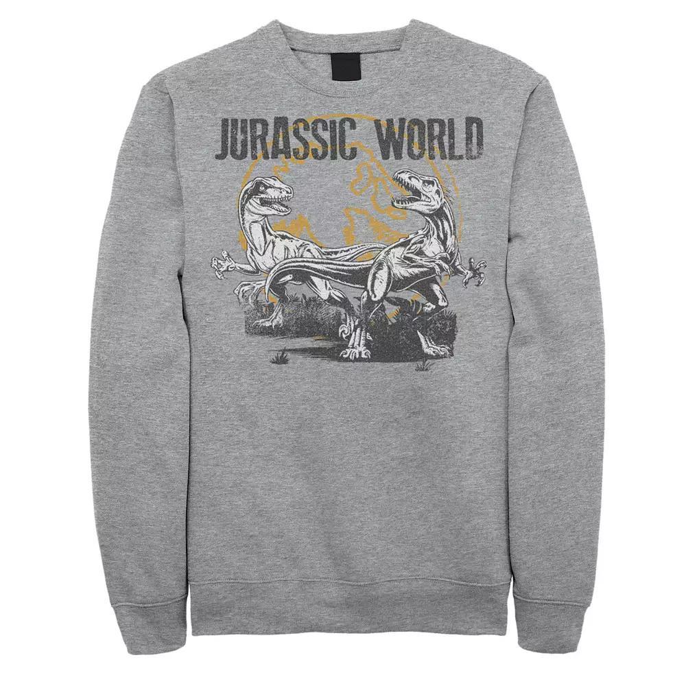 Men's Jurassic World Distressed Raptor Battle Sweatshirt, Size: XXL, Athletic Grey Product Image