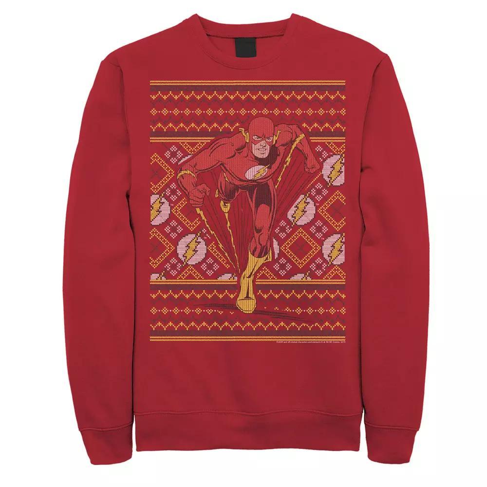 Men's Marvel Flash Sprint Knit Style Portrait Graphic Fleece Pullover, Size: Small, Red Product Image