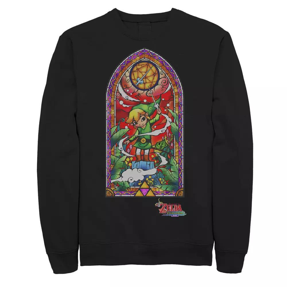Big & Tall The Legend Of Zelda Windwaker Stained Glass Graphic Fleece Pullover, Men's, Size: 4XL Tall, Black Product Image