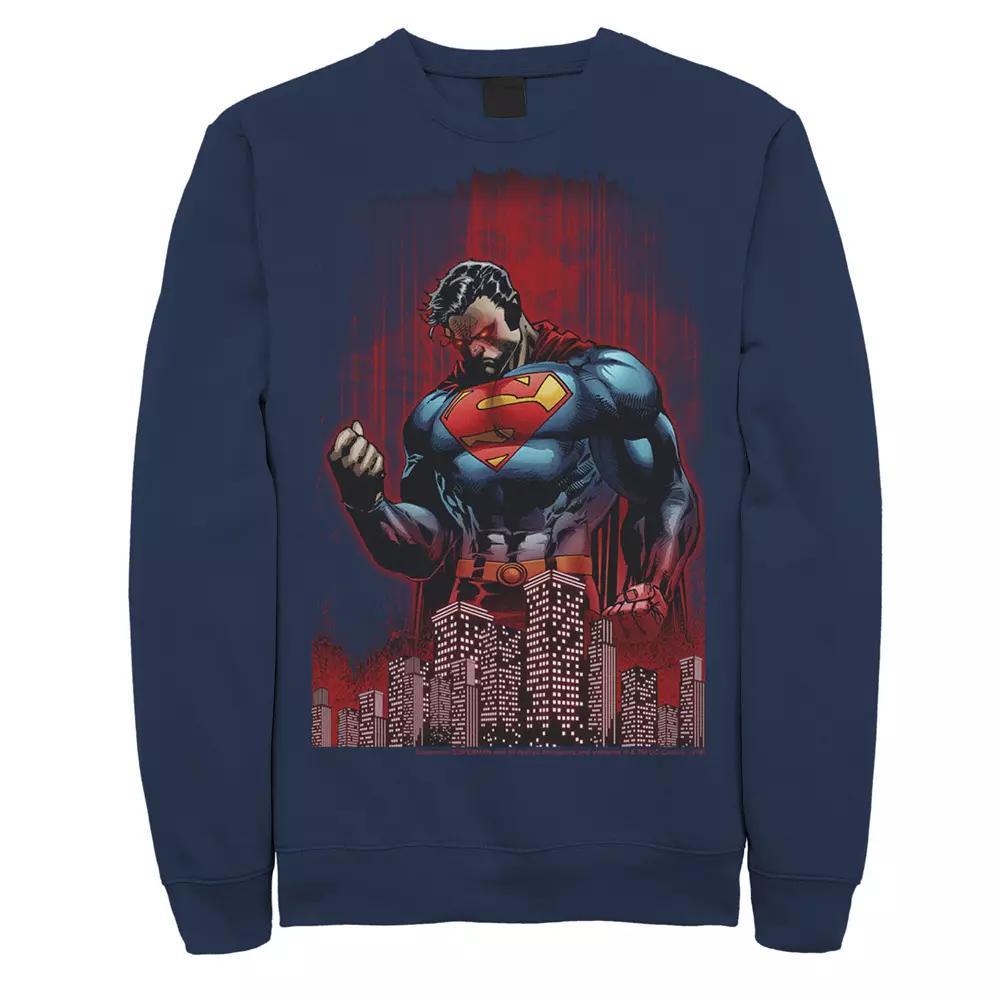Mens DC Comics Superman Power Flex Skyline Comic Poster Sweatshirt Product Image