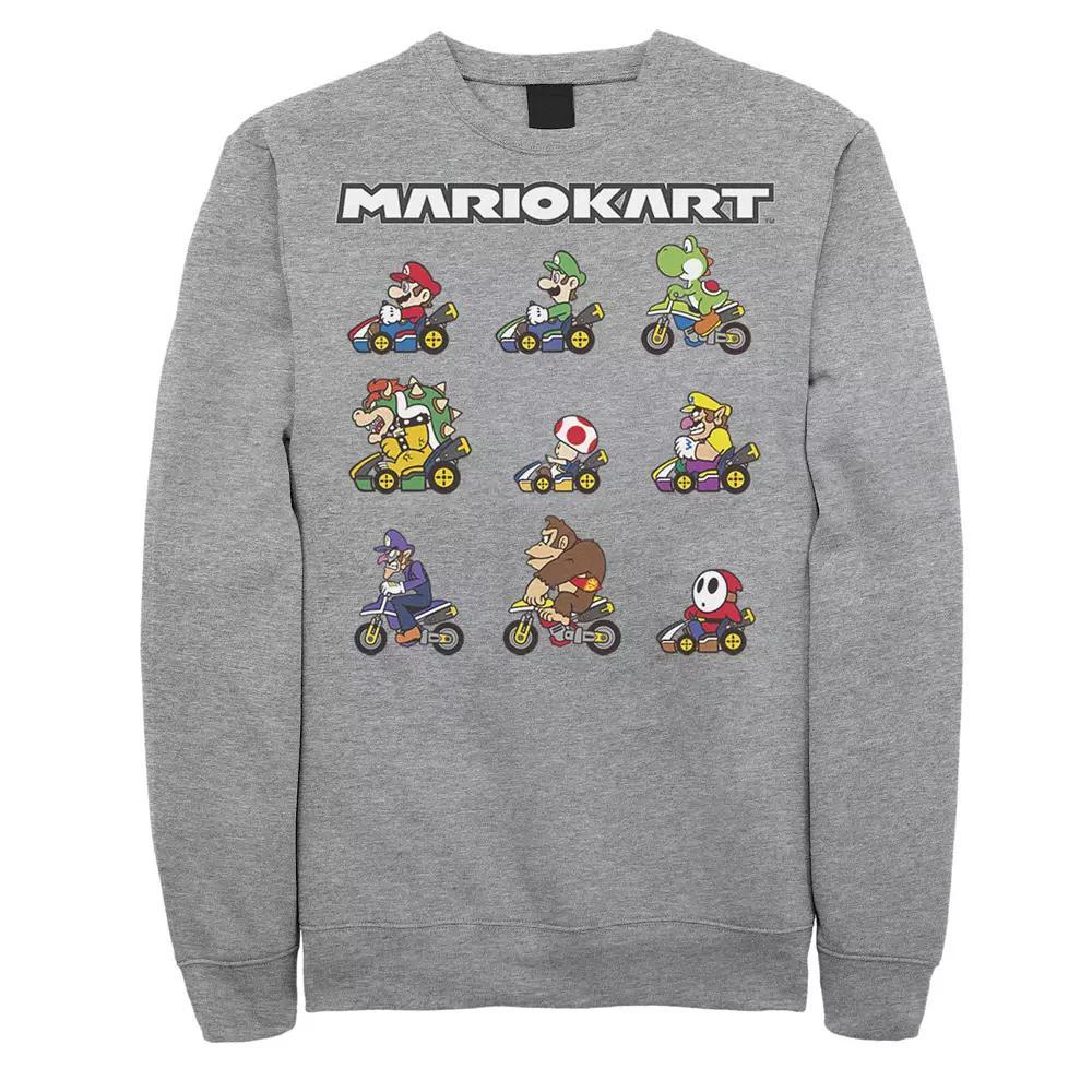 Big & Tall Mario Kart Pixelated Character Grid Fleece Sweatshirt, Men's, Size: 5XL, Athletic Grey Product Image