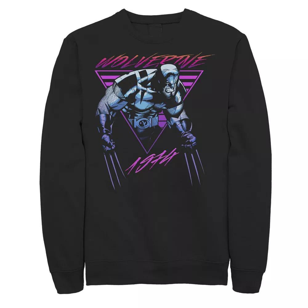 Men's Marvel X-Men Wolverine Neon Retro Logan Graphic Fleece Pullover, Size: 3XL, Black Product Image