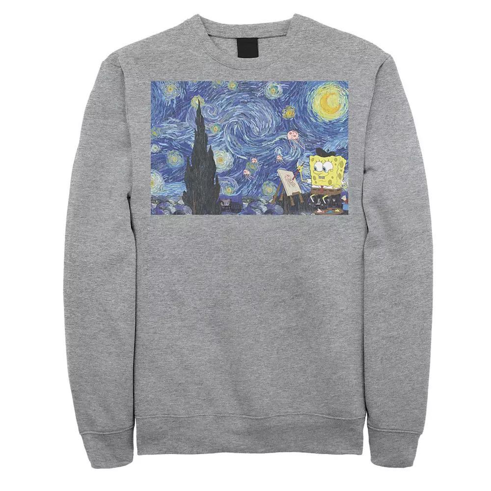 Men's Nickelodeon SpongeBob SquarePants Starry Night Painting Sweatshirt, Size: Small, Athletic Grey Product Image