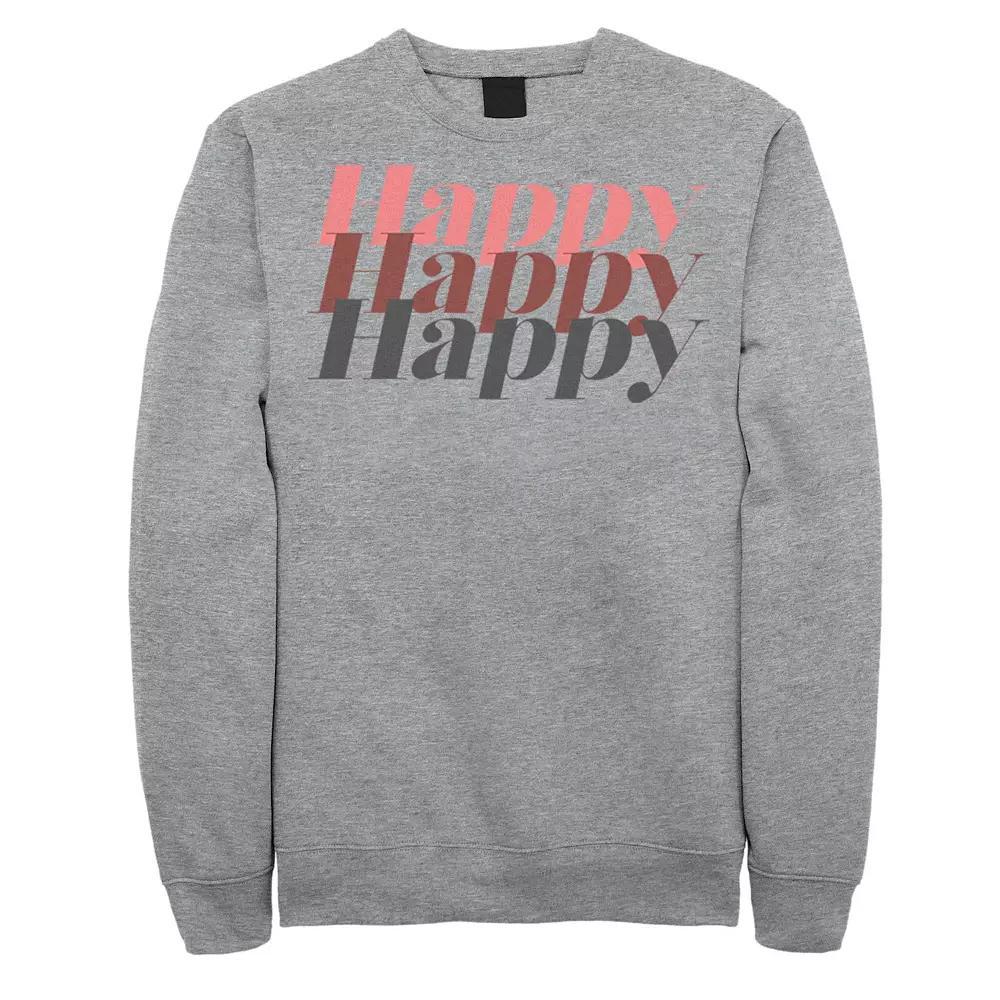 Men's Fifth Sun Happy Text Stack Sweatshirt, Size: Large, Athletic Grey Product Image