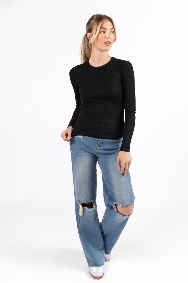 Make Your Choice Black Ribbed Long Sleeve Tee FINAL SALE Product Image