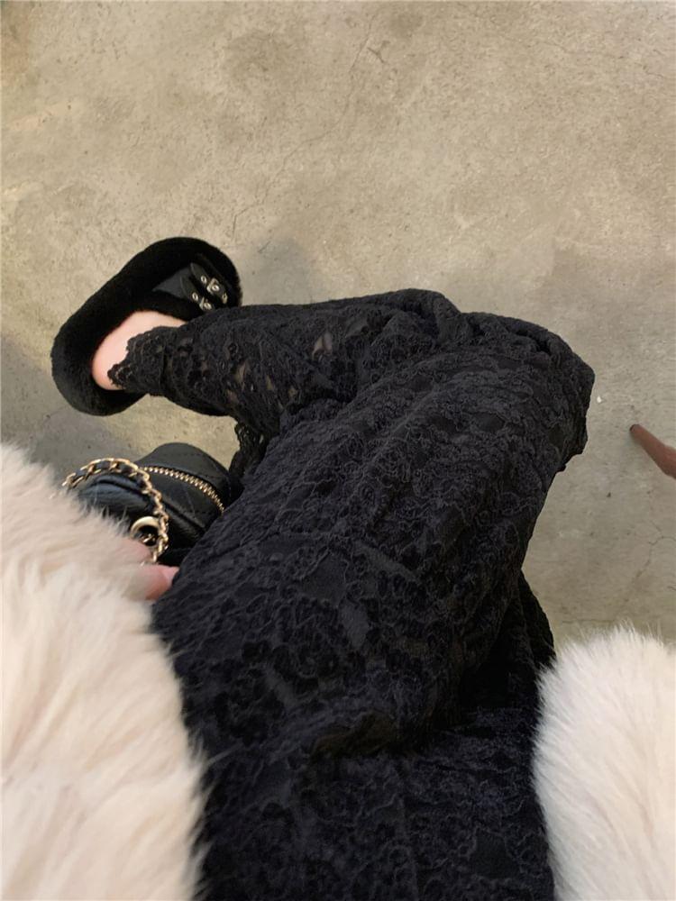 High Rise Lace Maxi A-Line Skirt Product Image