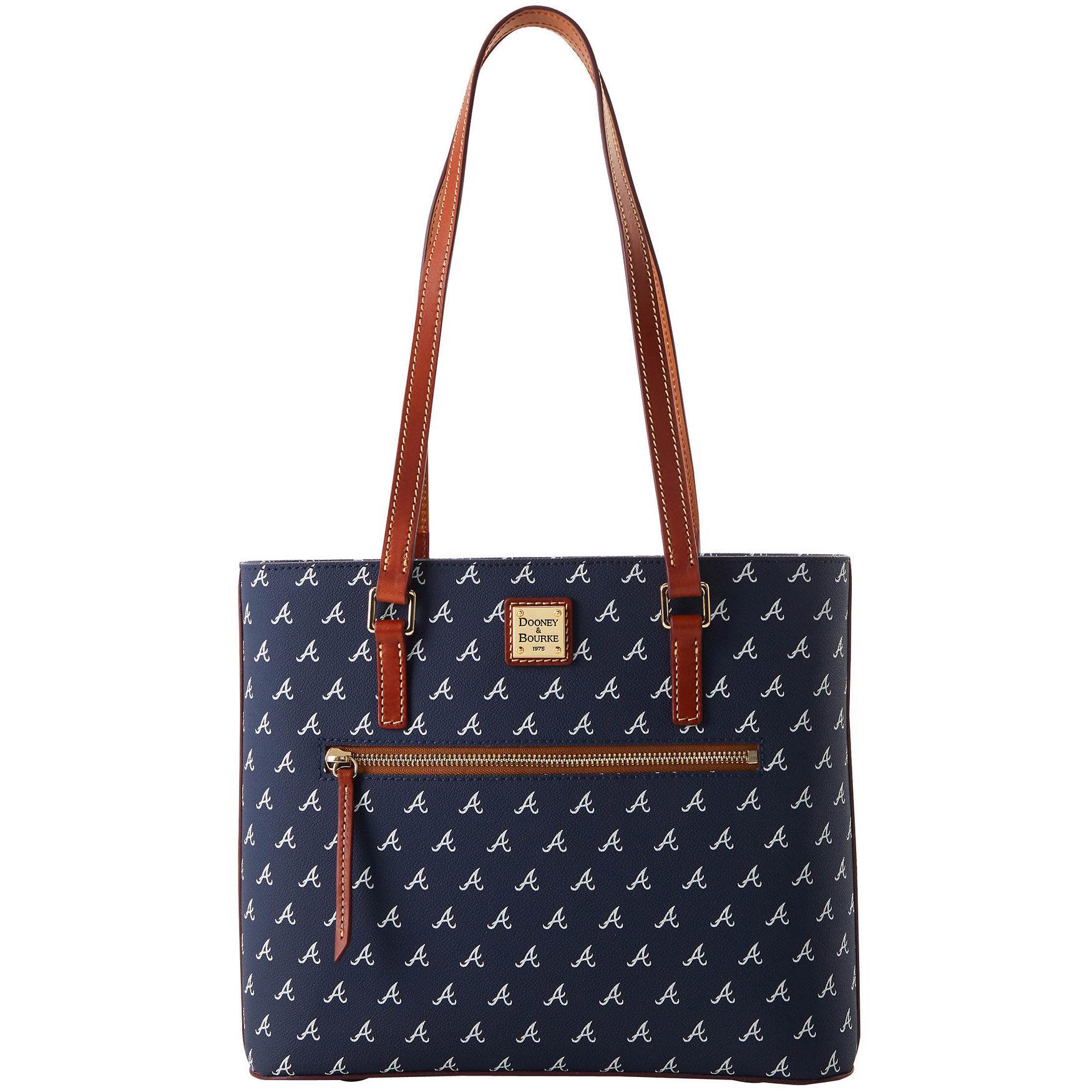 Dooney & Bourke Womens MLB Braves Coated Cotton Shopper Bag in Navy Product Image
