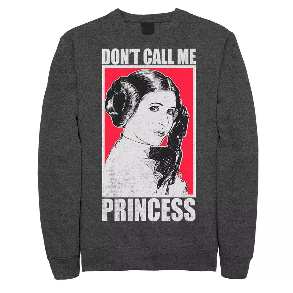 Men's Star Wars Leia Don't Call Me Princess Poster Sweatshirt, Size: XL, Grey Heather Product Image