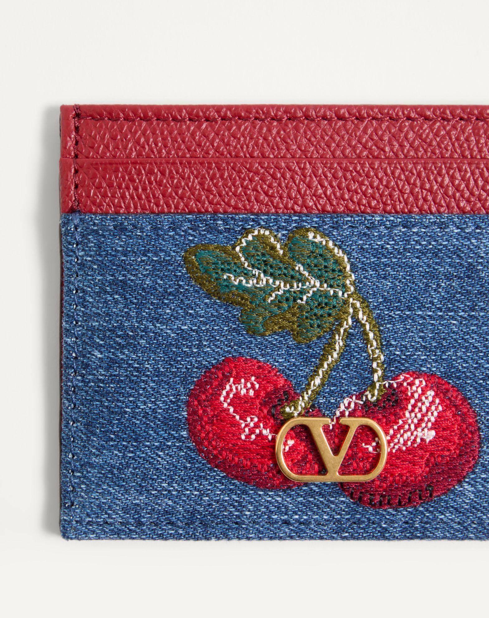 Vlogo Signature Denim Cardholder With Cherryfic Embroidery Product Image