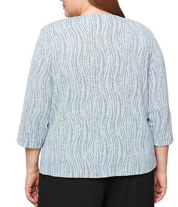 Alex Evenings Plus Size Printed Jacquard Knit Twinset Product Image