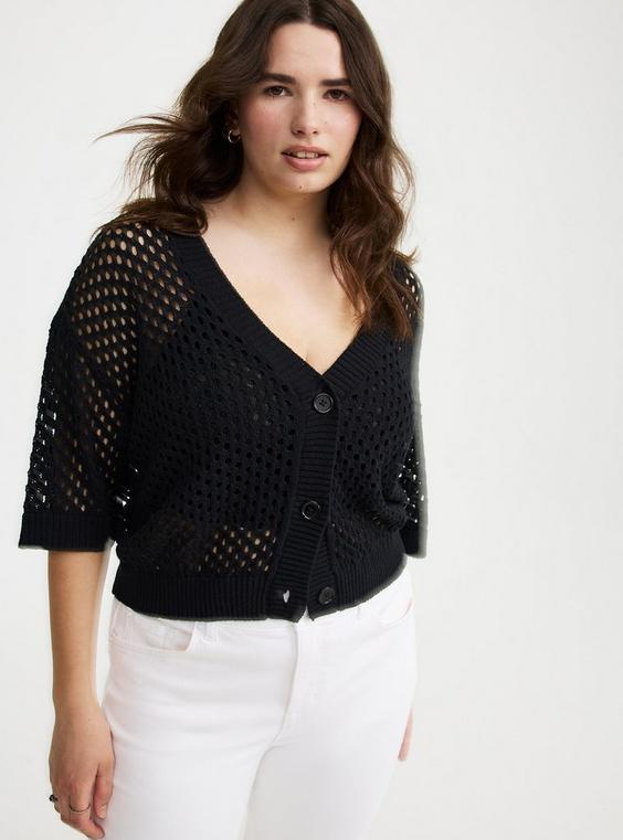 Short Sleeve Open Stitch Cardigan Product Image