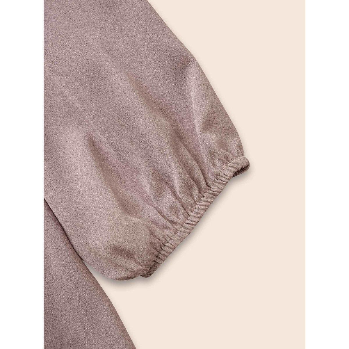 Plus Size Dirtypink Ribbon Tied Collar Ruffles Lantern Sleeve Blouse Women Elegant Long Sleeve Ribbon-tied collar Everyday Blouses BloomChic 26/4X Product Image