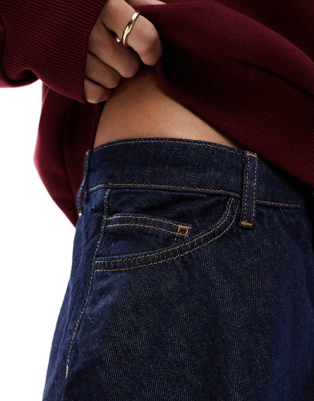 ASOS DESIGN denim bubble hem mini skirt in mid blue Product Image