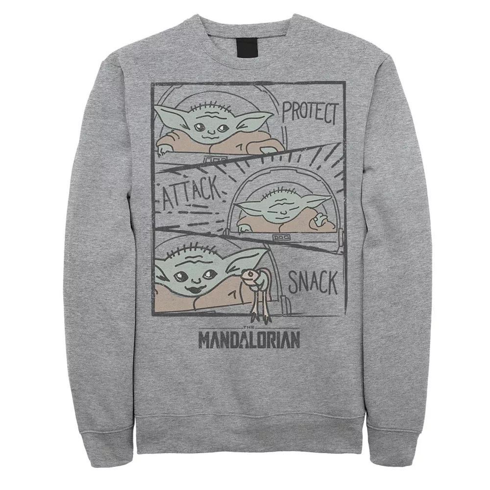 Men's Star Wars The Mandalorian The Child Protect Attack Snack Sweatshirt, Size: XL, Athletic Grey Product Image