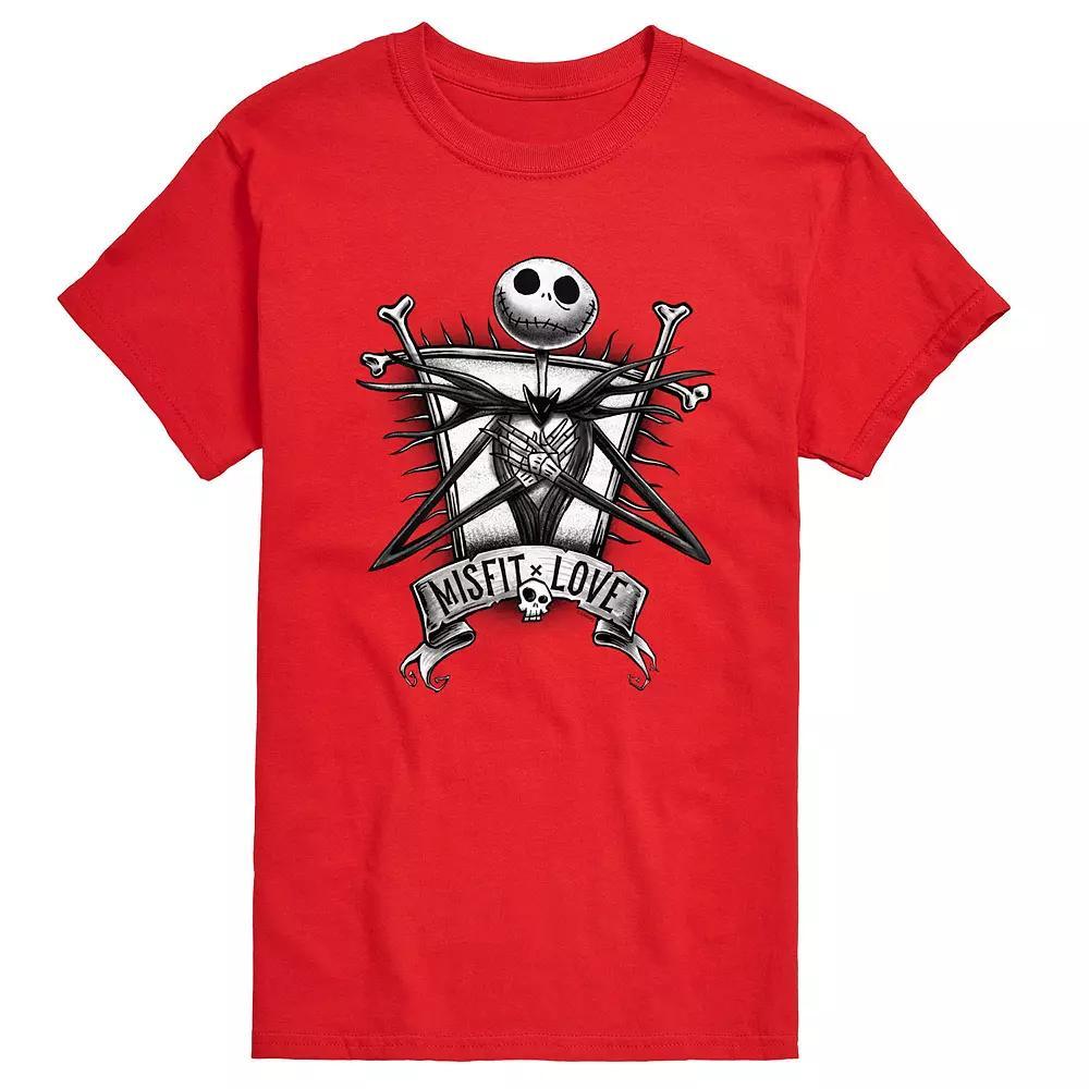 Disneys Nightmare Before Christmas Jack Mens Graphic Tee Grey Red Product Image