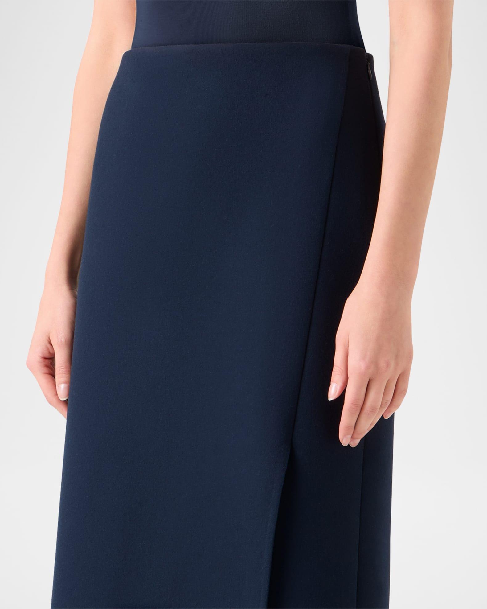 Asymmetric Trapezoid Wool Flannel Double-Face Midi Skirt Product Image