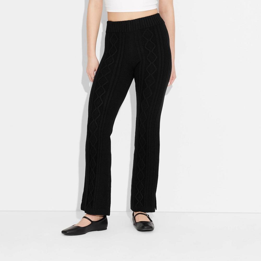 Womens Mid-Rise Cable Pants - Wild Fable Black XXS Product Image