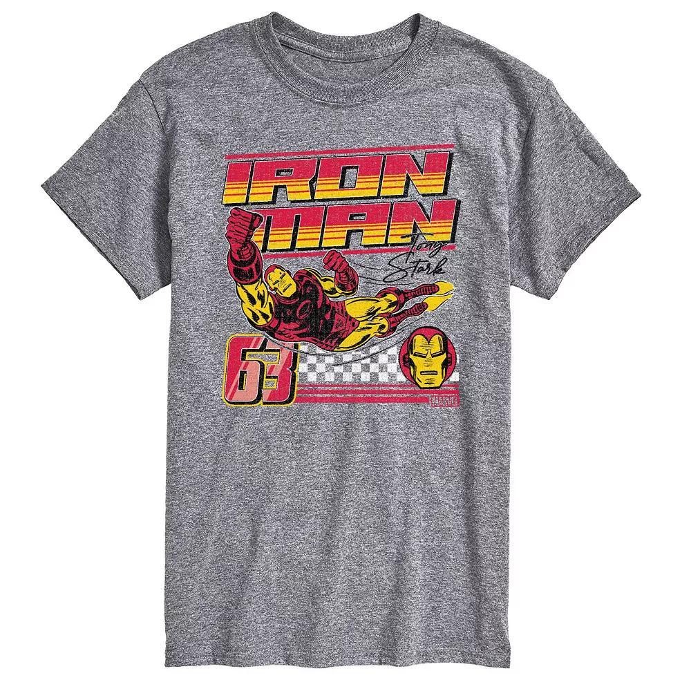 Mens Marvel Iron Man Est. 63 Racing Graphic Tee Grey Gray Product Image