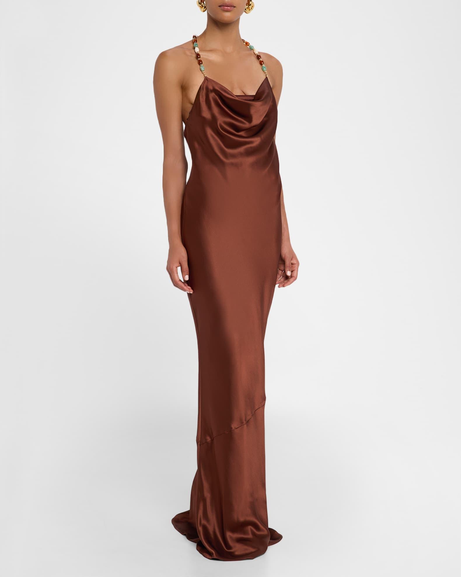Finley Beaded Satin Slip Gown Product Image