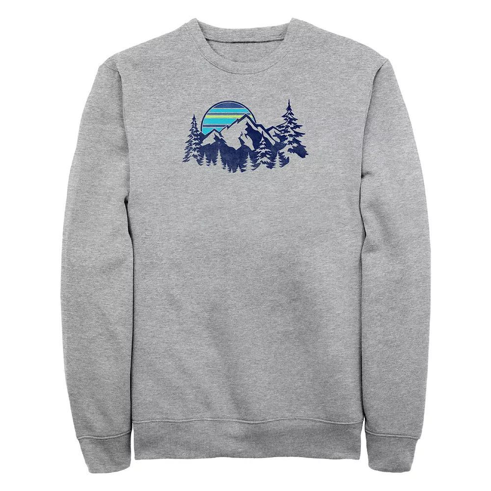 Big & Tall Mountain Range Graphic Fleece Pullover Sweatshirt, Men's, Size: 4XL, Athletic Grey Product Image