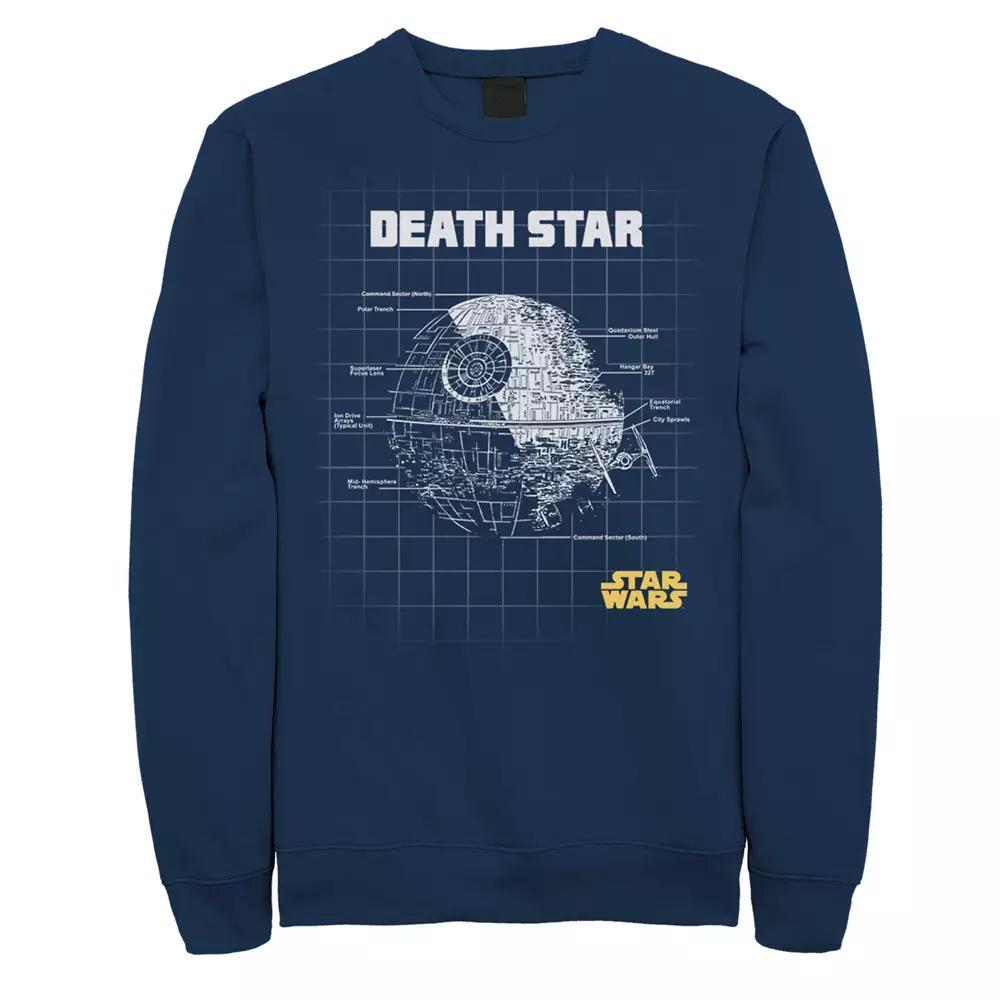 Men's Star Wars Death Star Schematics Sweatshirt, Size: Small, Blue Product Image