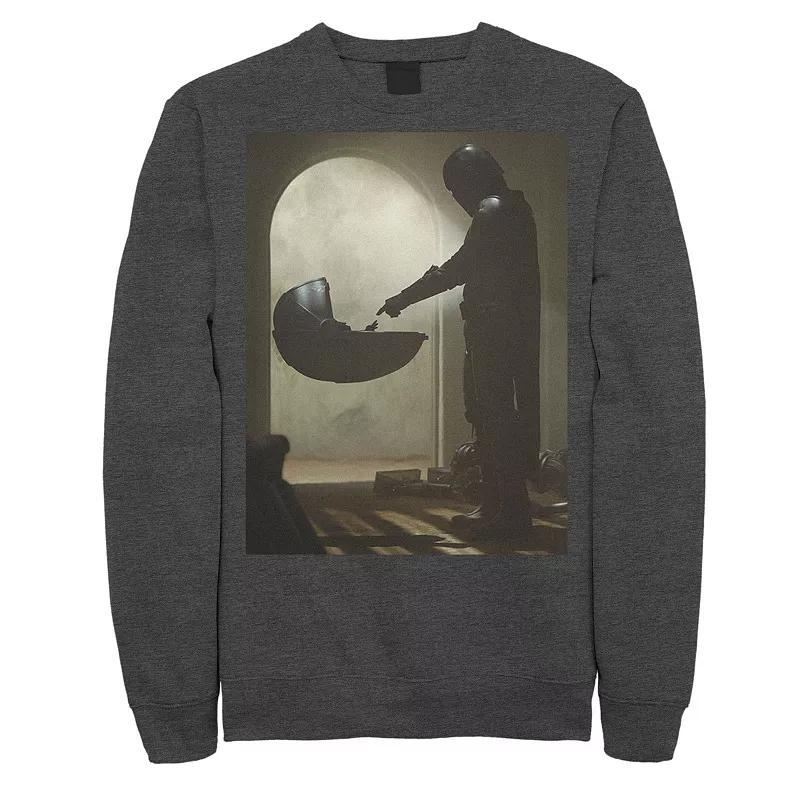 Men's Star Wars The Mandalorian The Child First Meeting Poster Sweatshirt, Size: Small, Grey Heather Product Image