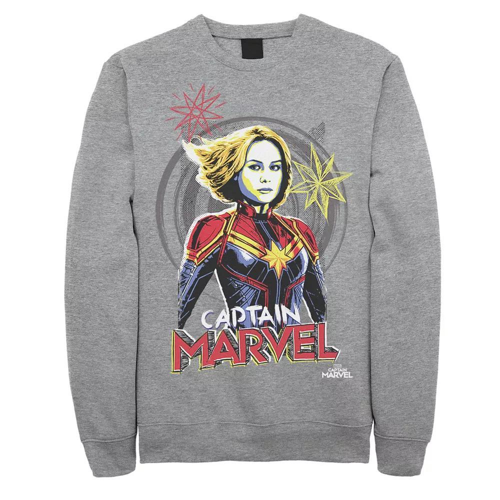 Men's Marvel Captain Marvel Sketch Portrait Fleece, Size: Large, Athletic Grey Product Image