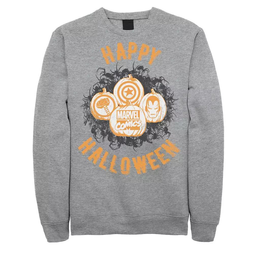 Men's Marvel Avengers Happy Halloween Pumpkins Sweatshirt, Size: XL, Athletic Grey Product Image