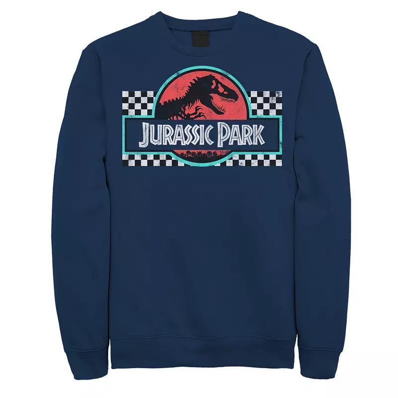 Men's Jurassic Park Retro Colors Checkered Logo Sweatshirt, Size: XXL, Black Product Image