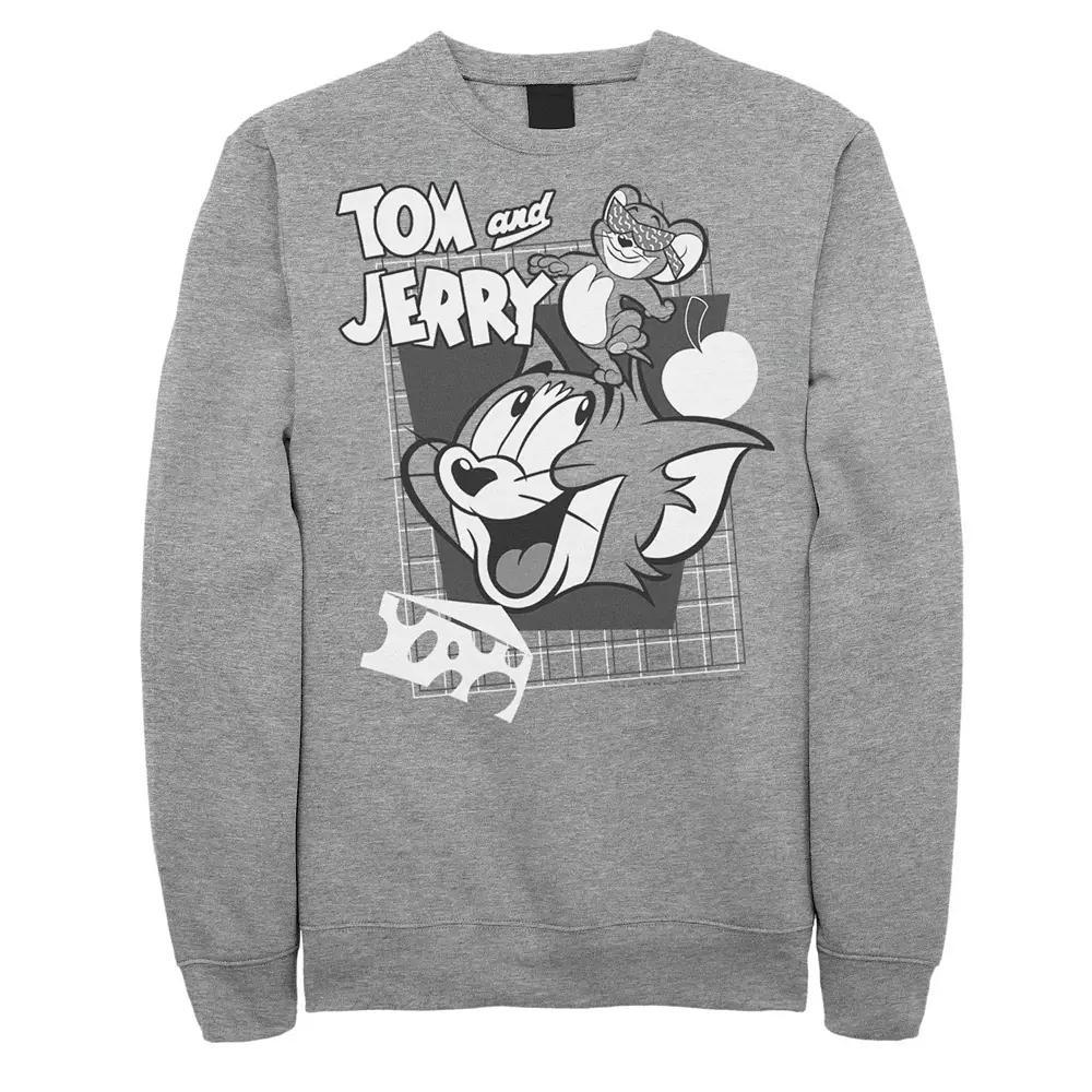 Mens Tom And Jerry Retro Collage Greyscale Portrait Sweatshirt, Men's, Size: XXL, Athletic Grey Product Image