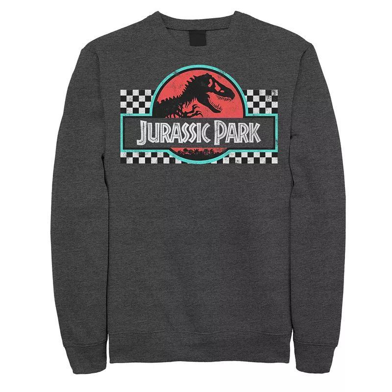 Men's Jurassic Park Retro Colors Checkered Logo Sweatshirt, Size: Large, Black Product Image