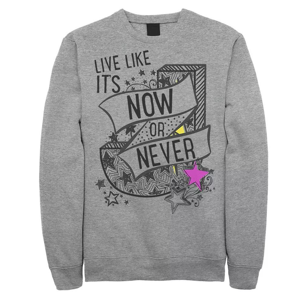 Men's Julie And The Phantoms Live Like It's Now Or Never Sweatshirt, Size: Large, Athletic Grey Product Image