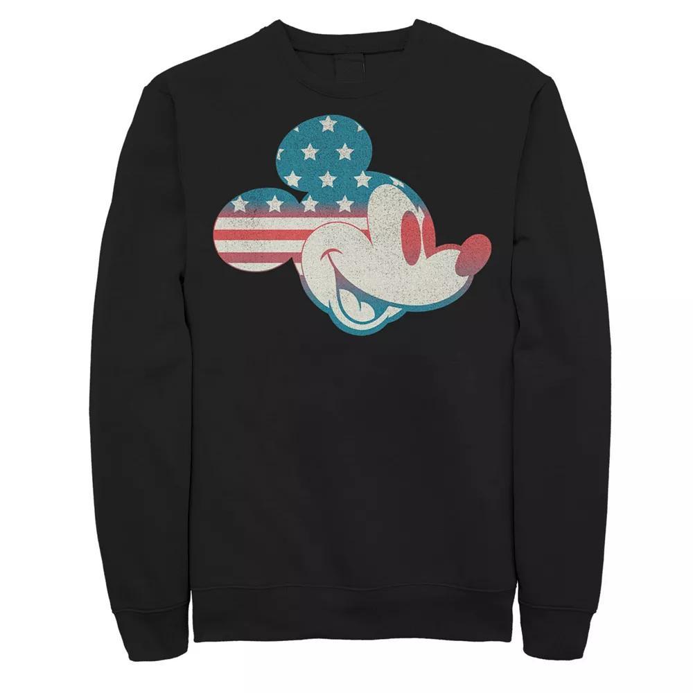 Disney's Mickey & Friends Big & Tall Mickey American Flag Fill Fleece Sweatshirt, Men's, Size: 4XL Tall, Black Product Image