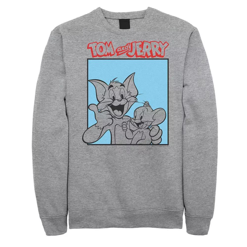 Big & Tall Tom and Jerry Thumbs Up Poster Graphic Fleece, Men's, Size: Large Tall, Athletic Grey Product Image