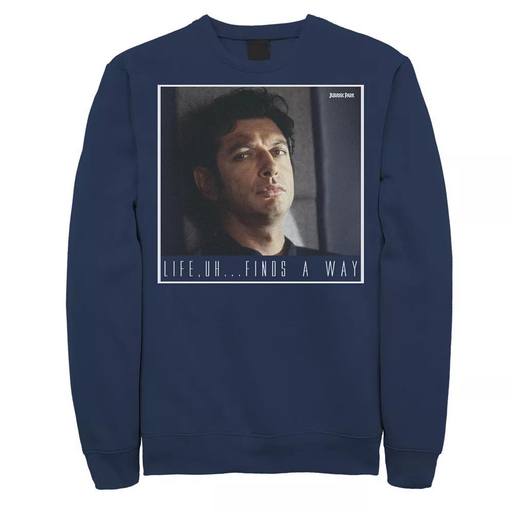 Men's Jurassic Park Ian Malcolm Life Finds A Way Sweatshirt, Size: 3XL, Blue Product Image