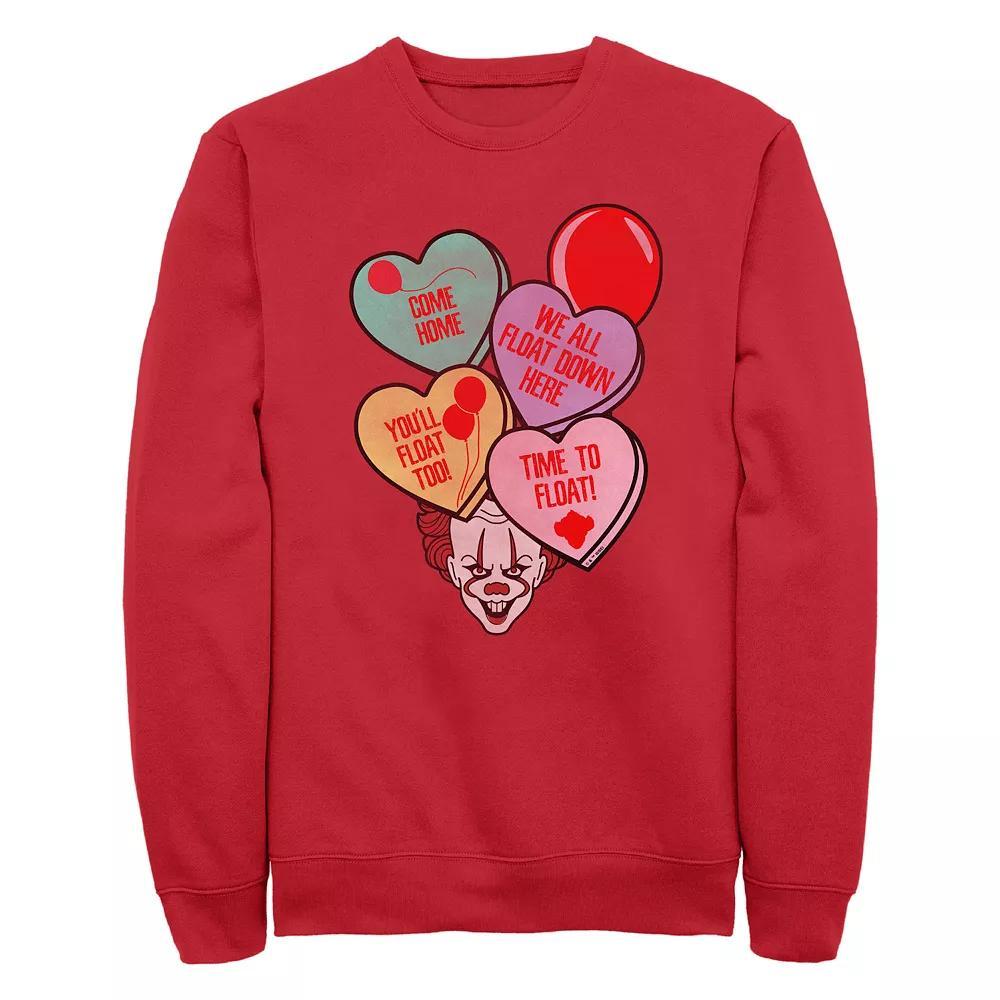 Men's IT Spooky Candy Hearts Graphic Fleece, Size: Large, Red Product Image