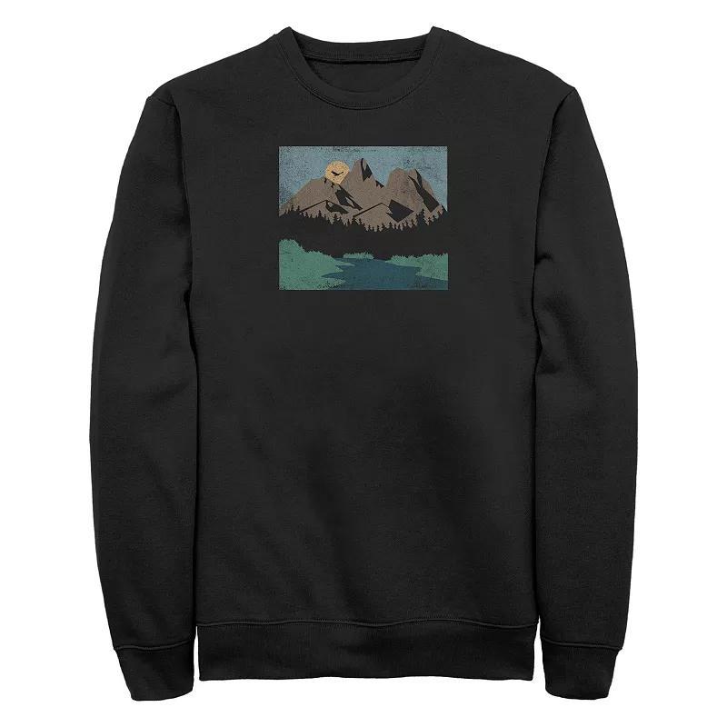 Big & Tall Mountains Scenery Graphic Fleece Sweatshirt, Men's, Size: 4XL Tall, Black Product Image