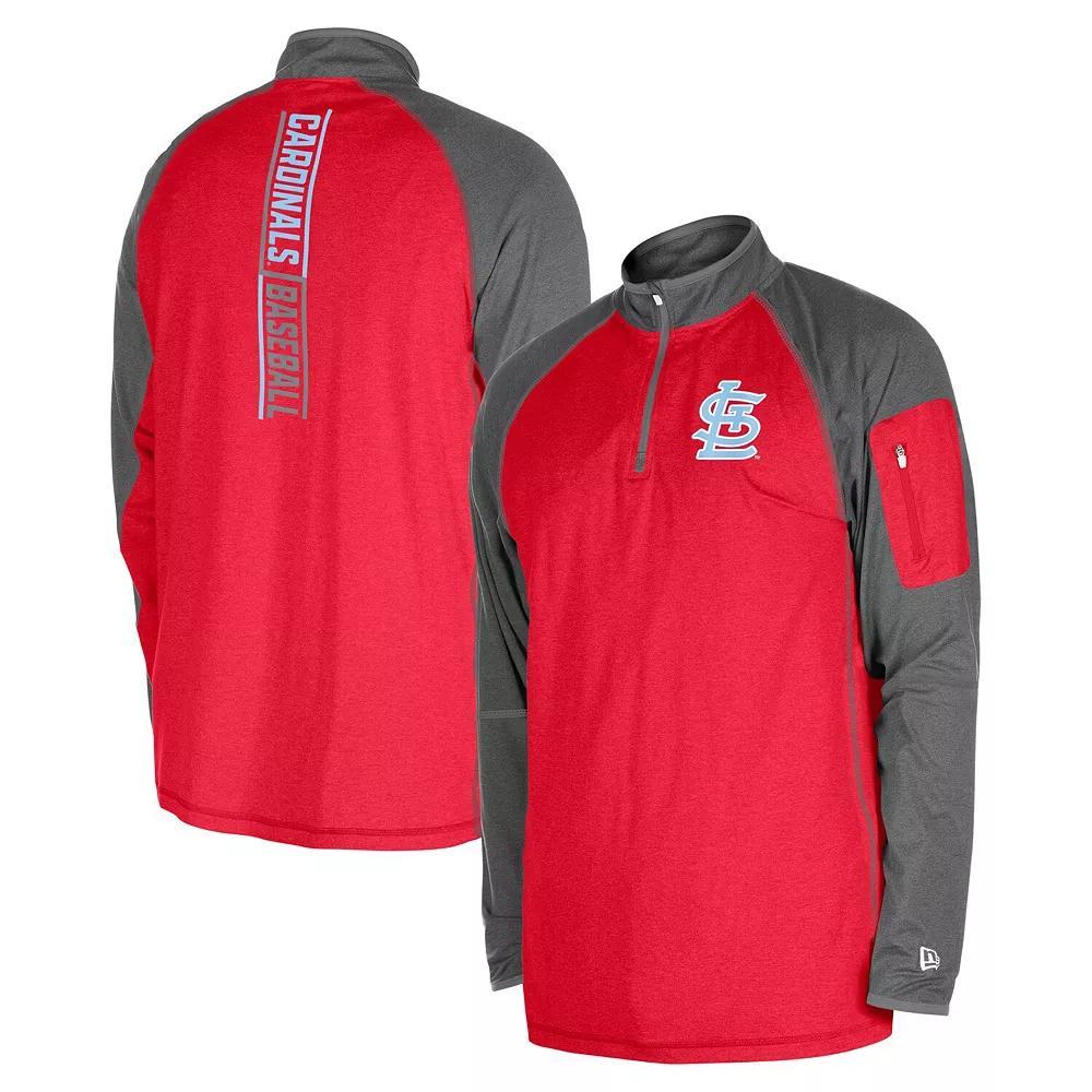 Men's New Era Red St. Louis Cardinals Father's Day Raglan Quarter-Zip Top, Size: 2XL Product Image
