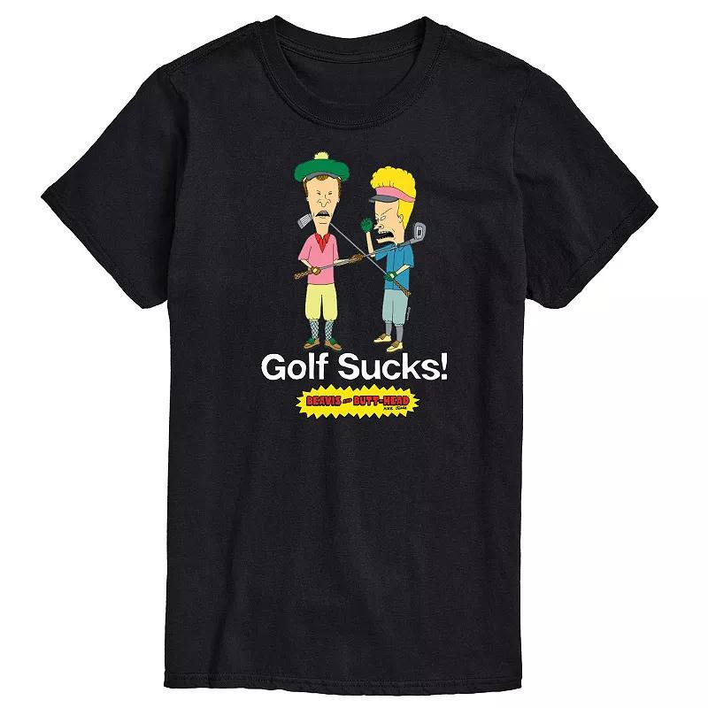 Mens Beavis & Butthead Golf Sucks Graphic Tee Blue Product Image