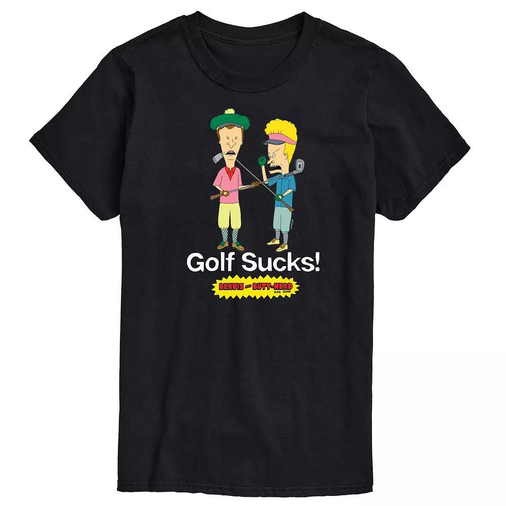 Mens Beavis & Butthead Golf Sucks Graphic Tee Blue Product Image