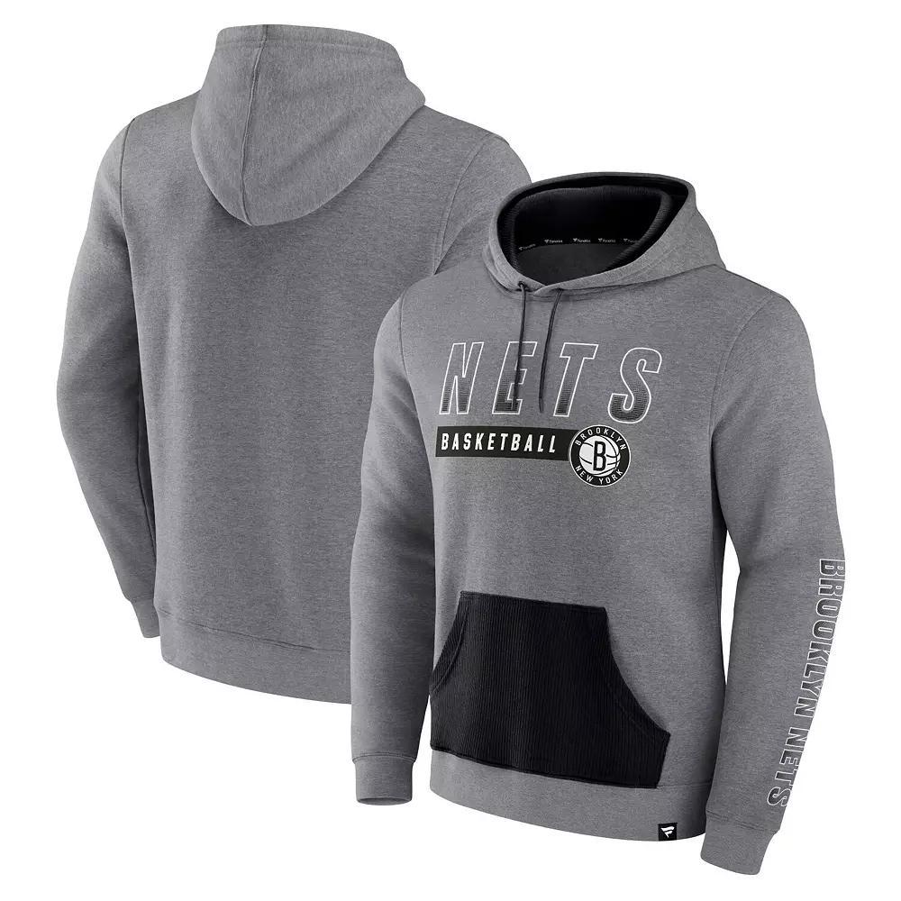 Mens Fanatics Branded Heathered Gray Brooklyn Nets Off The Bench Color Block Pullover Hoodie Product Image