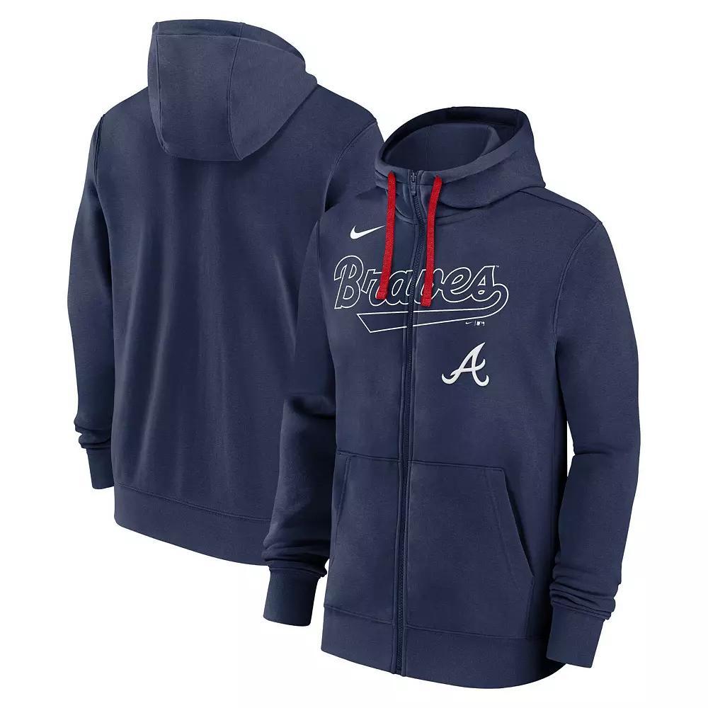 Men's Nike Navy Atlanta Braves Knockout Script Full-Zip Hoodie, Size: 2XL, Blue Product Image