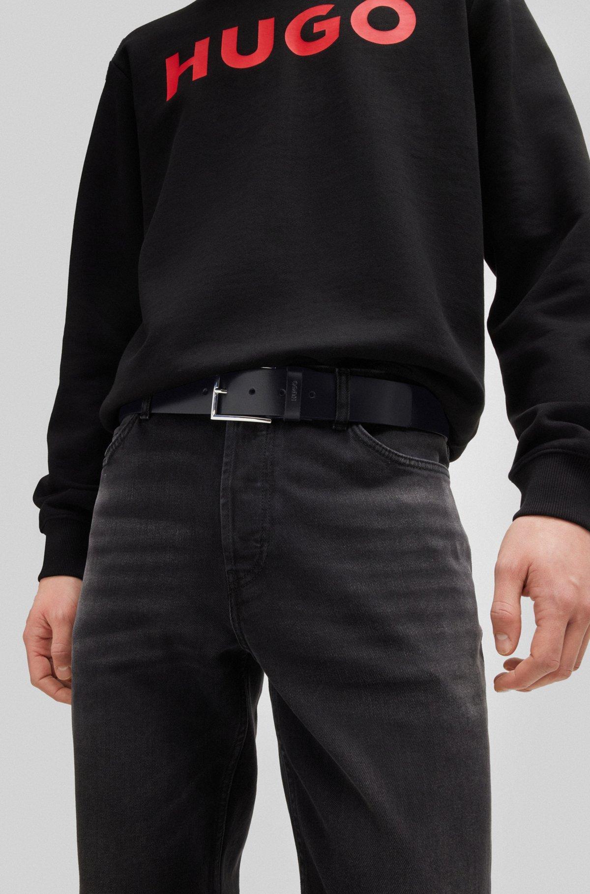 Leather belt with logo-stamped keeper Product Image
