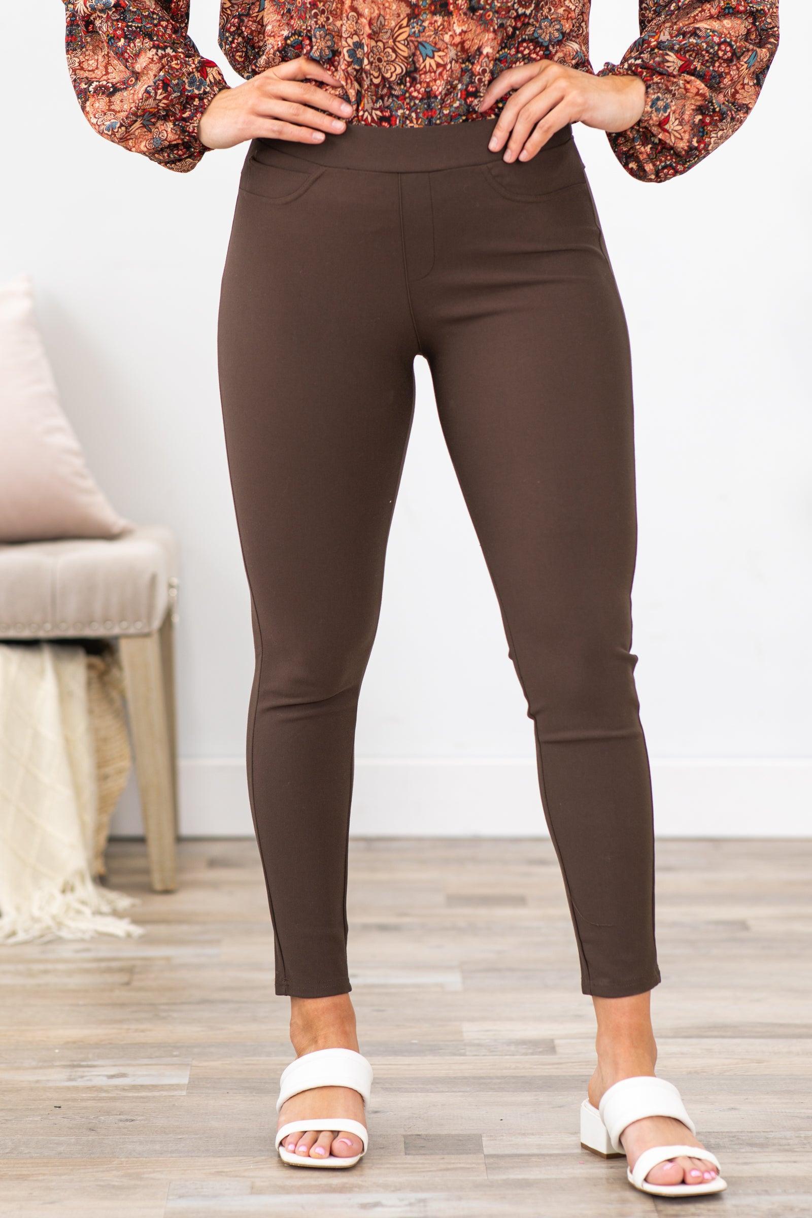Brown Ponte Pull On Pants Product Image