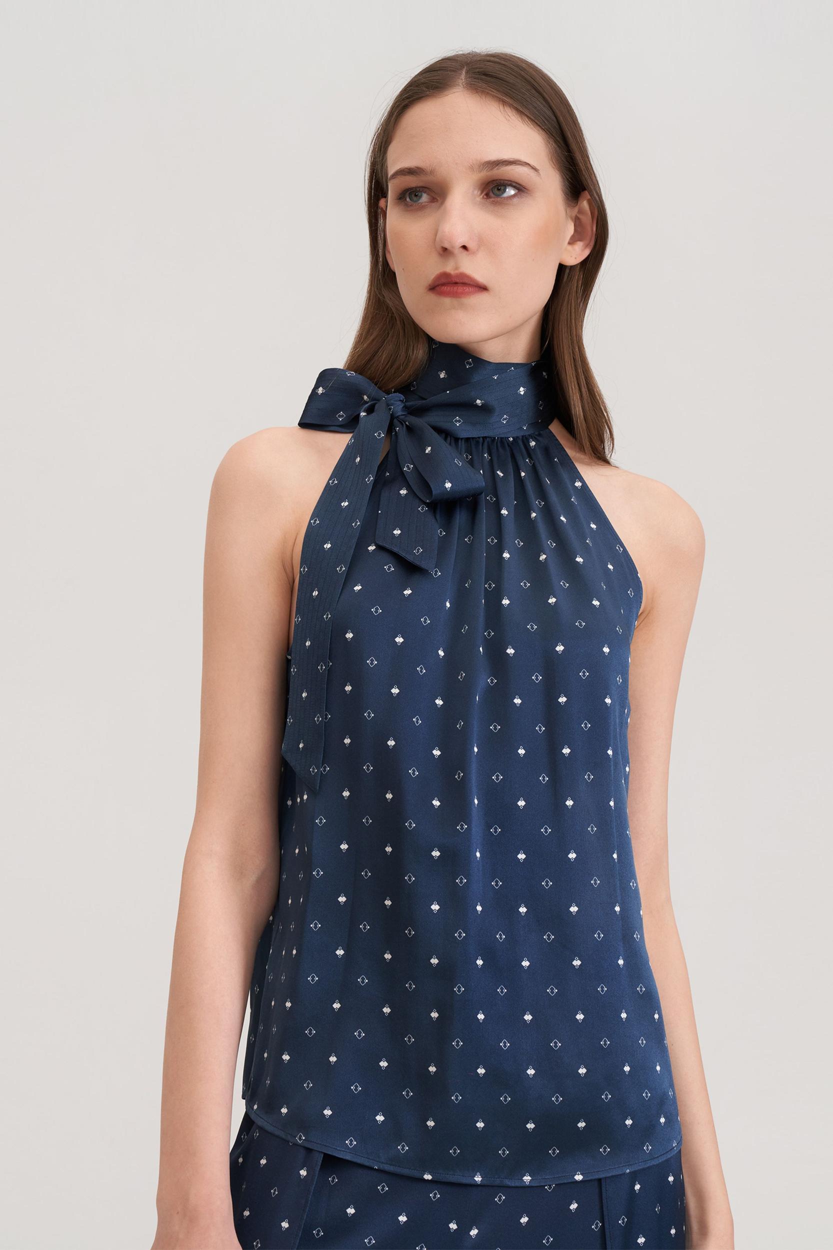 Halter Neck Silk Pine Shirt Product Image