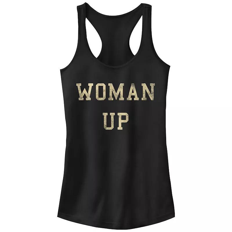 Juniors' Woman Up Gold And Bold Graphic Tank Top, Girl's, Size: XL, Black Product Image