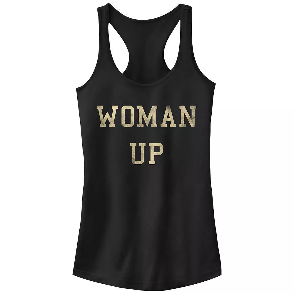 Juniors' Woman Up Gold And Bold Graphic Tank Top, Girl's, Size: XL, Black Product Image