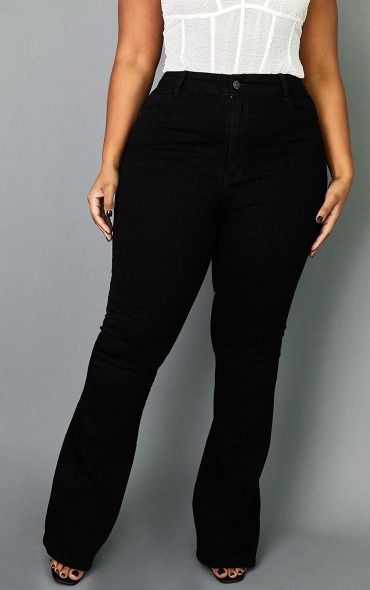 Plus Black Flare Denim Jeans Product Image
