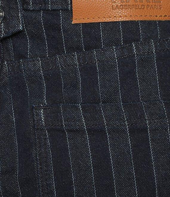 KARL LAGERFELD PARIS Striped Denim Chain Belt Wide-Leg Jeans Product Image